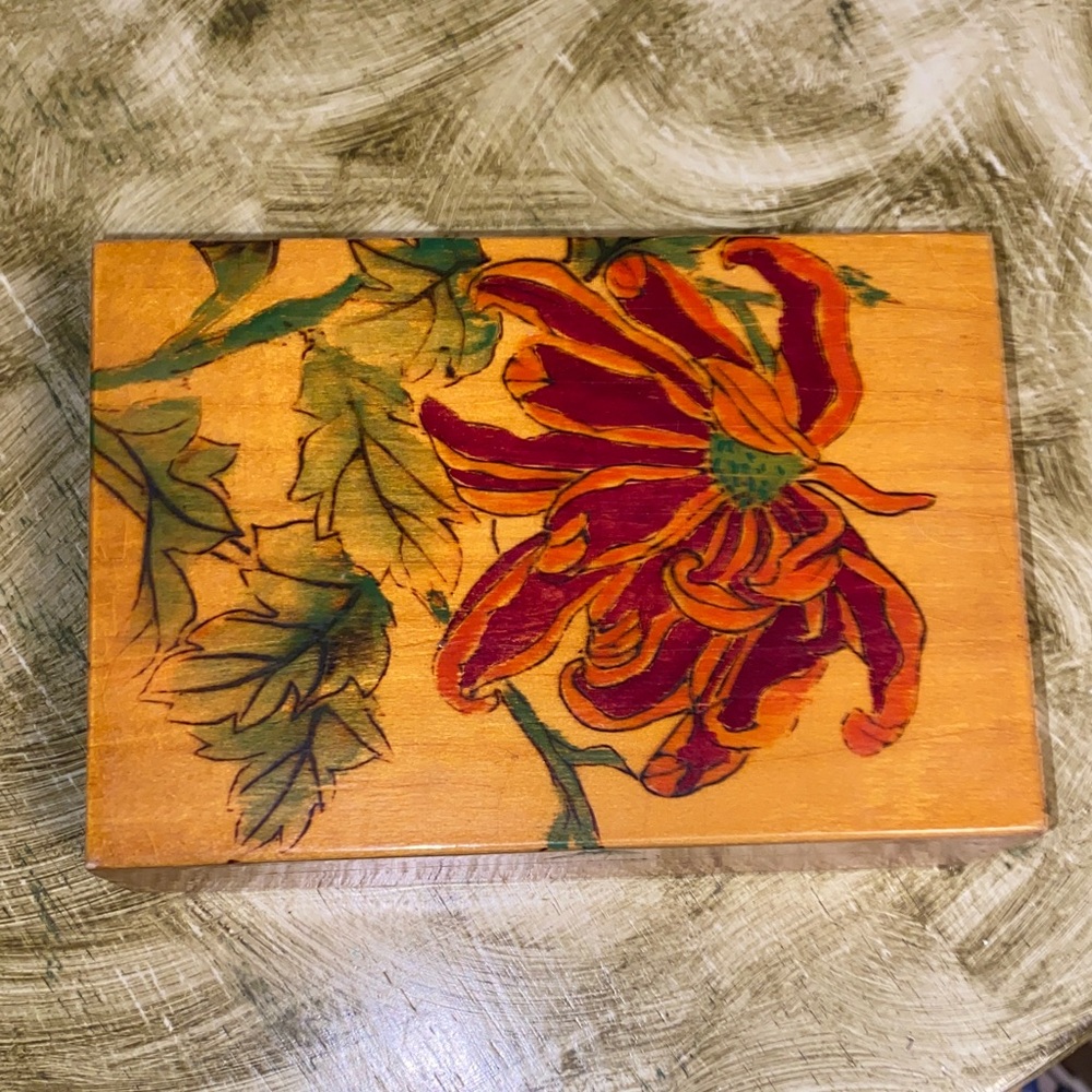 Vintage hand painted Floral Wooden Decorative Box